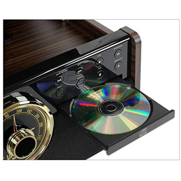 Victrola 7-in-1 Wood Bluetooth Mid Century Record Player with 3-Speed Turntable, - Picture 3 of 4